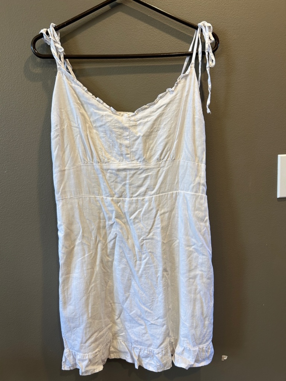 Abercrombie white linen mini dress with pockets size large